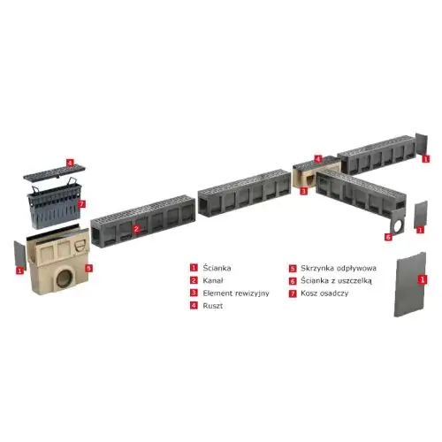 ACO Drain Monoblock PD 100V Ścianka czołowa h=23cm, polimerbeton, Kolor Naturalny (P10833)