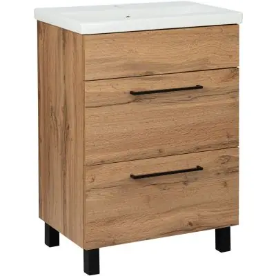Wyjątkowa oferta Astor Sol Wotan AFBUI6120N umywalka z szafką 61 cm dąb