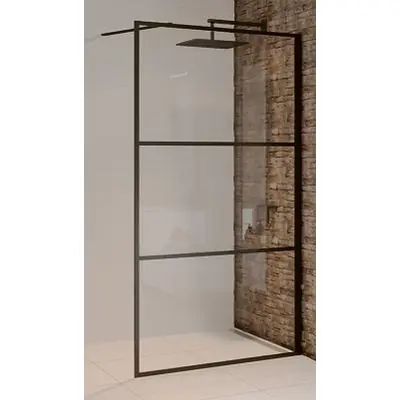 Riho Grid G004025121 ścianka prysznicowa 90 cm czarny mat/szkło ze wzorem