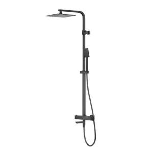Niska cena Corsan Zestaw natryskowy z termostatem Kolumna Corsan ANGO Deszczownica 25cm Wylewka obrotowa GunMetal