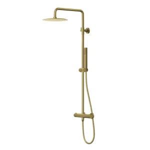 Premium Corsan Zestaw natryskowy z termostatem Kolumna Corsan LUGO Deszczownica 25cm Złoto Szczotkowane