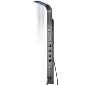 Zniżka Corsan Panel prysznicowy Corsan SNAKE Termostat Stal GunMetal Deszczownica LED Wylewka