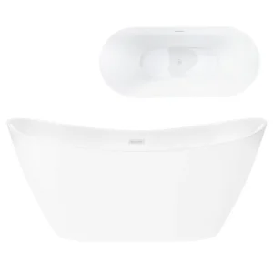 Wysoka jakość Corsan Wanna wolnostojąca Corsan NAUTI 160 x 75 cm Korek klik-klak Biały