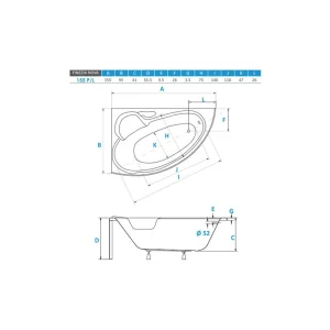 Besco Basic FINEZJA NOVA Wanna asymetryczna 155x95 Lewa Biała WAF-155-NL Szybka dostawa